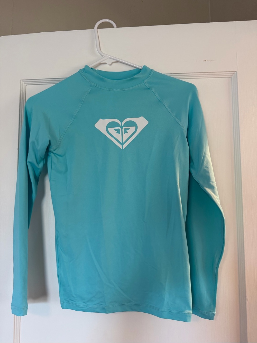 2 Roxy Girls' Long Sleeve Turquoise & Navy Blue Rashguards with White Logo